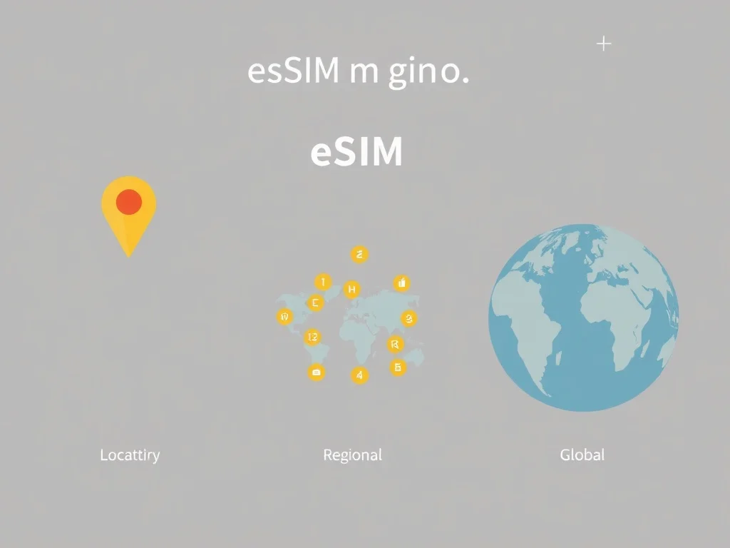 Схема трёх тарифов eSIM Saily: локальный, региональный и глобальный план